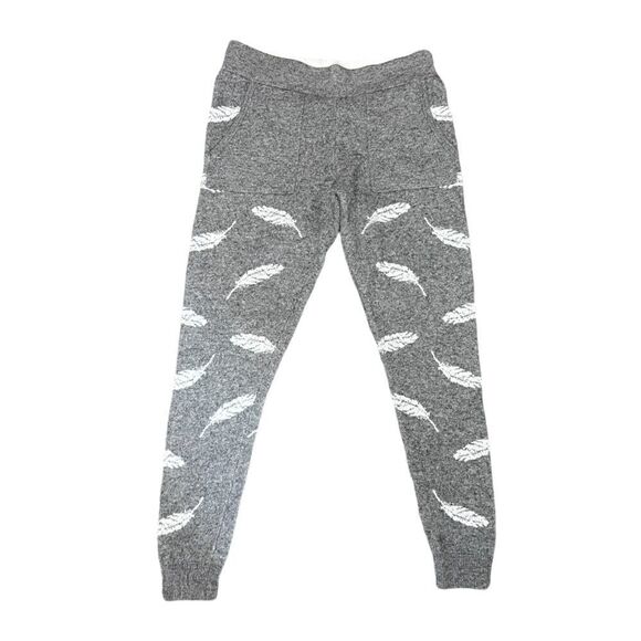 Ann Taylor Feather Print Grey Sweater Jogger - Picture 2 of 7